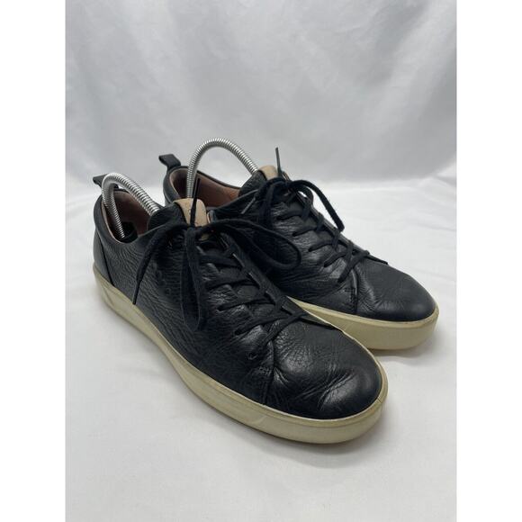 Ecco Shoes Black Soft Leather Lace Up Sneaker Casual Golf WMN 41 US 10 - Picture 3 of 11